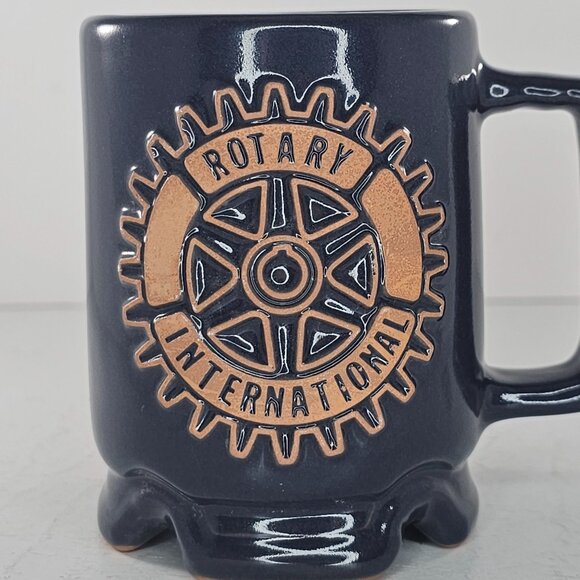 Vintage Frankoma Rotary International Mug Sapulpa Oklahoma Navy Blue Cup - Picture 7 of 9